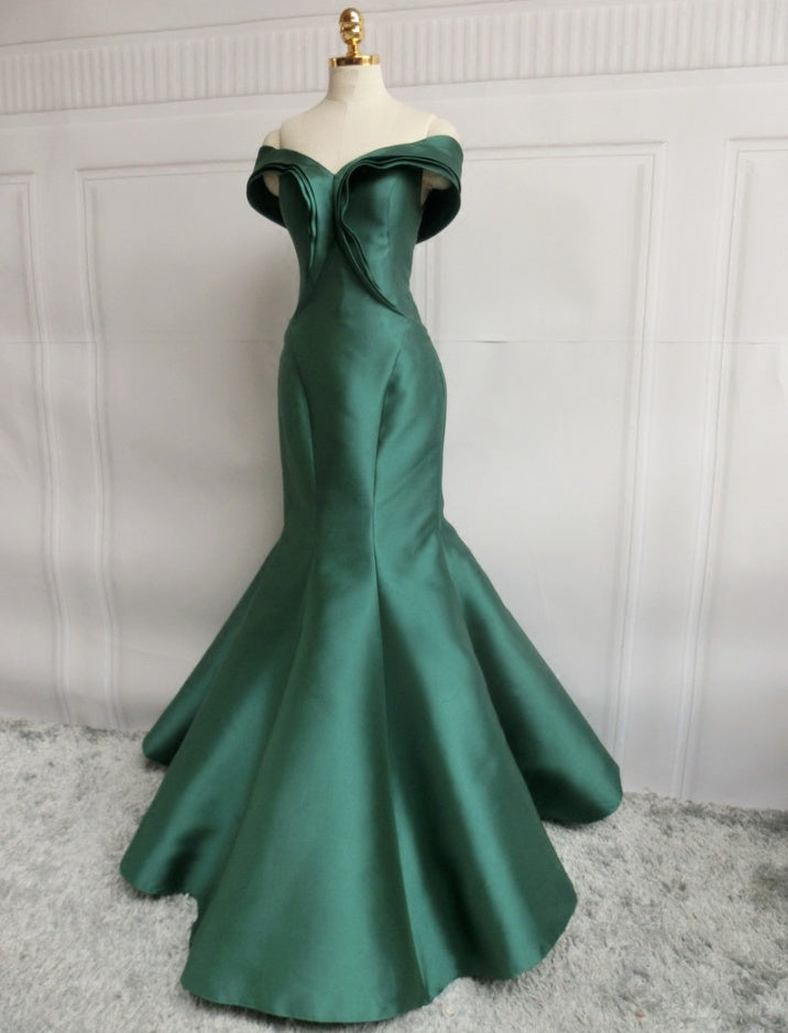 Minimalism Off-Shoulder Evening Gowns Ruffles Lace-Up Mermaid Prom Dress AP4729