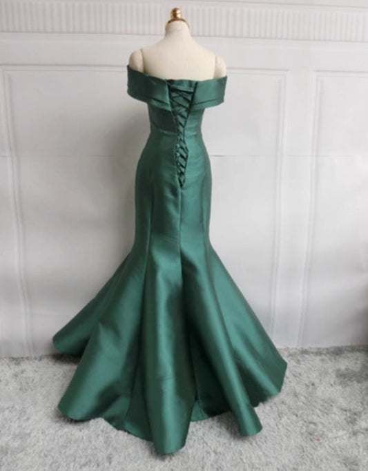 Minimalism Off-Shoulder Evening Gowns Ruffles Lace-Up Mermaid Prom Dress AP4729