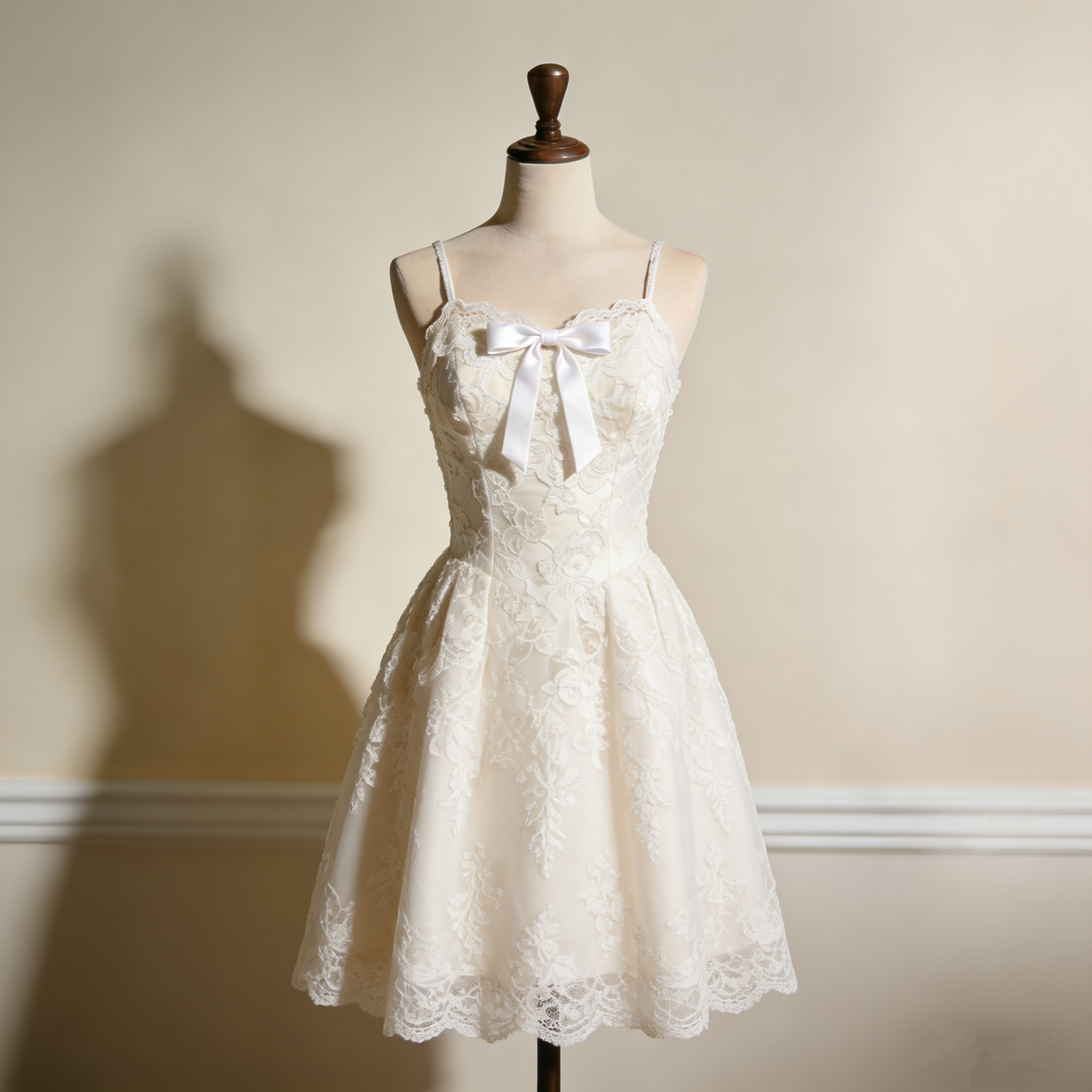 Elegant A-Line Spaghetti Strap Birthday Gowns Charming Bow Lace Tulle Homecoming Dress AP4733