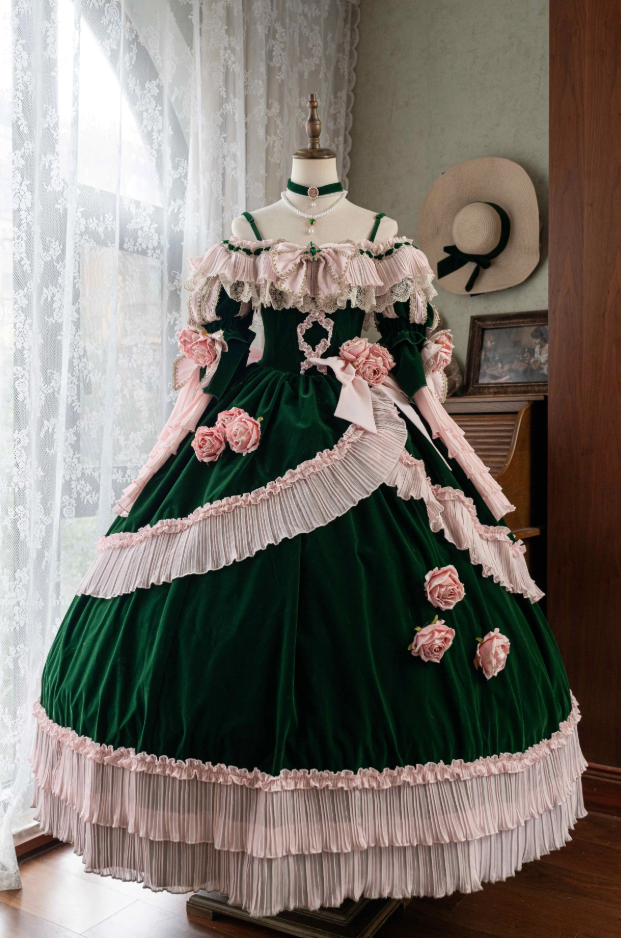 Pretty A-Line Off Shoulder Velvet Sweet 16th Gowns Handmade Flowers Lace Rhinestones Bows Prom Dress AP4766