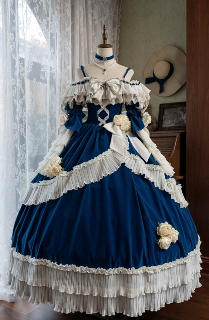 Pretty A-Line Off Shoulder Velvet Sweet 16th Gowns Handmade Flowers Lace Rhinestones Bows Prom Dress AP4766