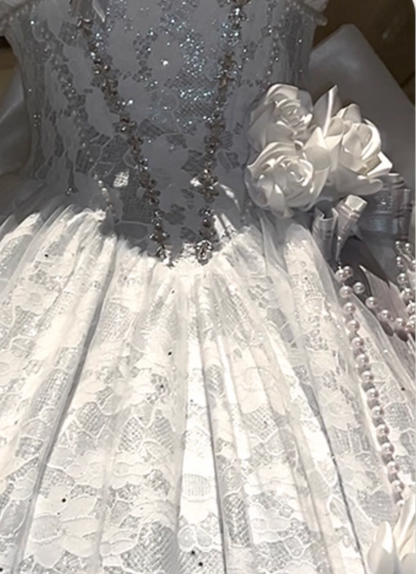 Maximalism Halter Neck A-Line Bow Sweet 16 Gowns Rhinestone Lace Handmade Flowers Sequins Prom Dress AP4771