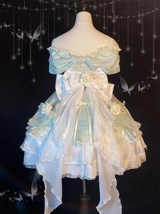 Hottie Off-Shoulder A-Line Handmade Flowers Birthday Dresses Bow Lace Beading Homecoming Dress AP4772