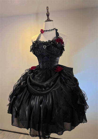 Gothic-Style A-Line Halter Neck Birthday Dresses Beads Handmade Flowers Bows Backless Homecoming Dress AP4778