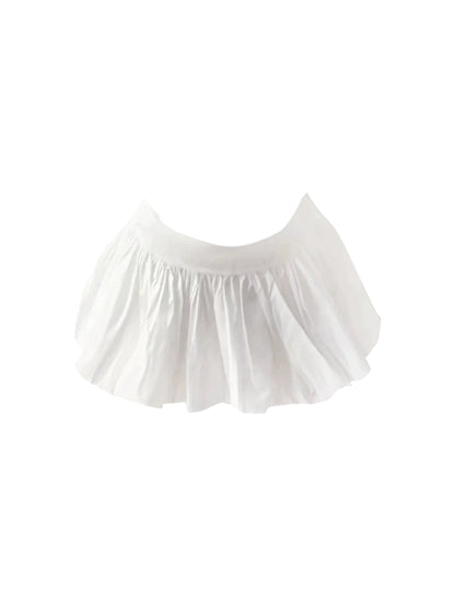 Avant-Garde White Off-Shoulder Ruffled Corset Top Pleated Mini Skirt Graceful Lace-Up A-Line Two-Piece Set Short Dress AP4792