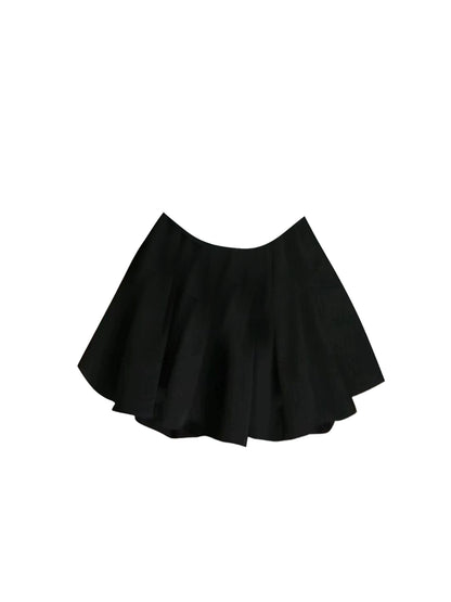 Fresh Black Halter Neck Two-Piece Deep V Cutout Mini Skirt Crystal Neckline Peplum Top A-Line Ruffled Short Dress AP4794