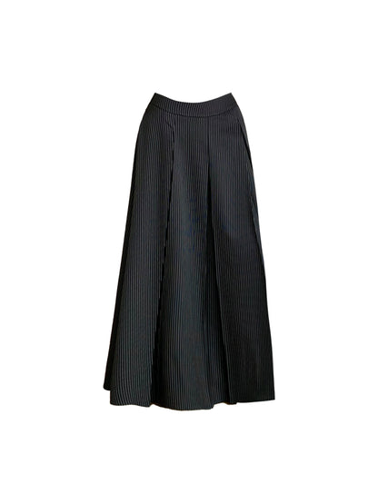 Graceful Cutout Halter Neck Black & White Striped Maxi Dress Trendy 2-Piece Set Knot Top Flowy A-Line Long Dress AP4802
