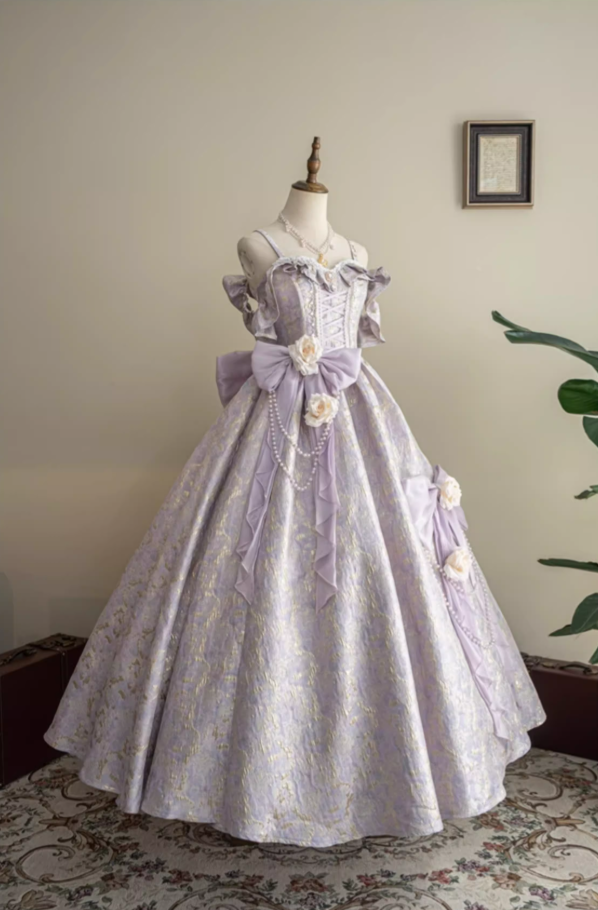 Fantastic A-Line Off Shoulder Sweet 16th Gowns Bows Handmade Flowers Beads Prom Dress AP4805