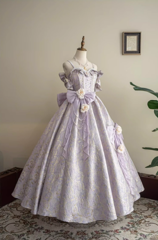 Fantastic A-Line Off Shoulder Sweet 16th Gowns Bows Handmade Flowers Beads Prom Dress AP4805