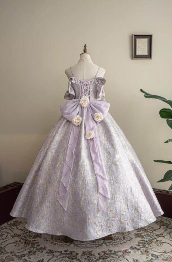 Fantastic A-Line Off Shoulder Sweet 16th Gowns Bows Handmade Flowers Beads Prom Dress AP4805