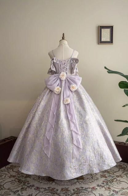 Fantastic A-Line Off Shoulder Sweet 16th Gowns Bows Handmade Flowers Beads Prom Dress AP4805