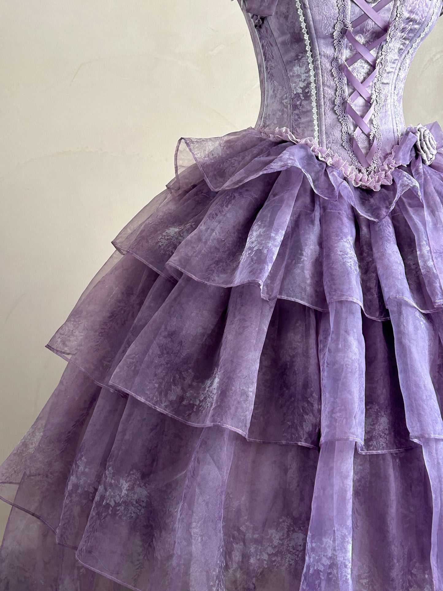Sweet Spaghetti Strap A-Line Tiered Birthday Gowns Lace Bows Handmade Flowers Homecoming Dress AP4806
