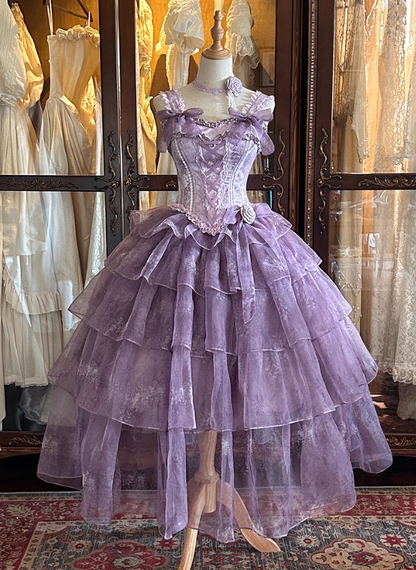Sweet Spaghetti Strap A-Line Tiered Birthday Gowns Lace Bows Handmade Flowers Homecoming Dress AP4806