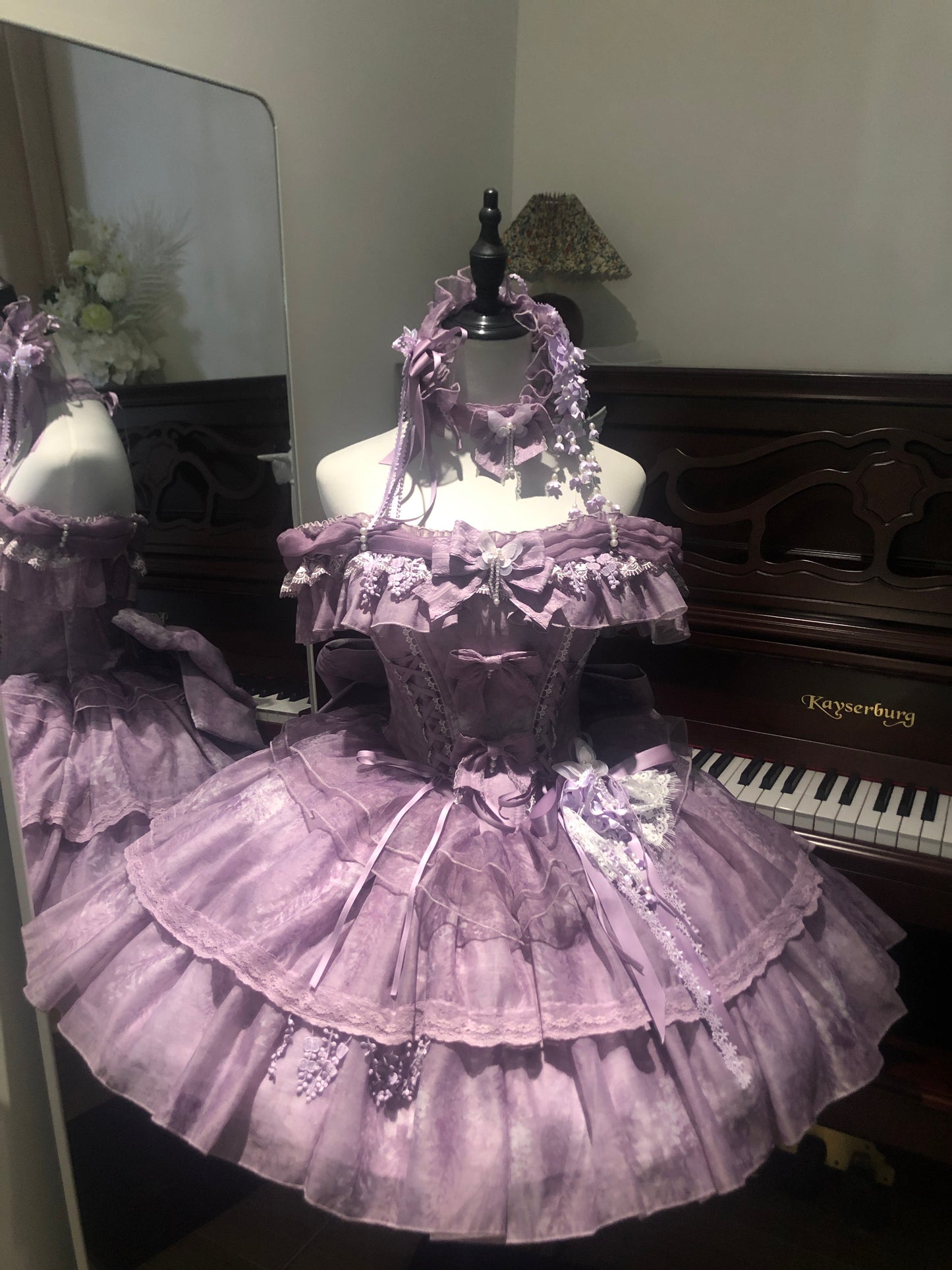 Cute Off-Shoulder A-Line Tiered Birthday Dresses Appliques Bows Lace Homecoming Dress AP4807
