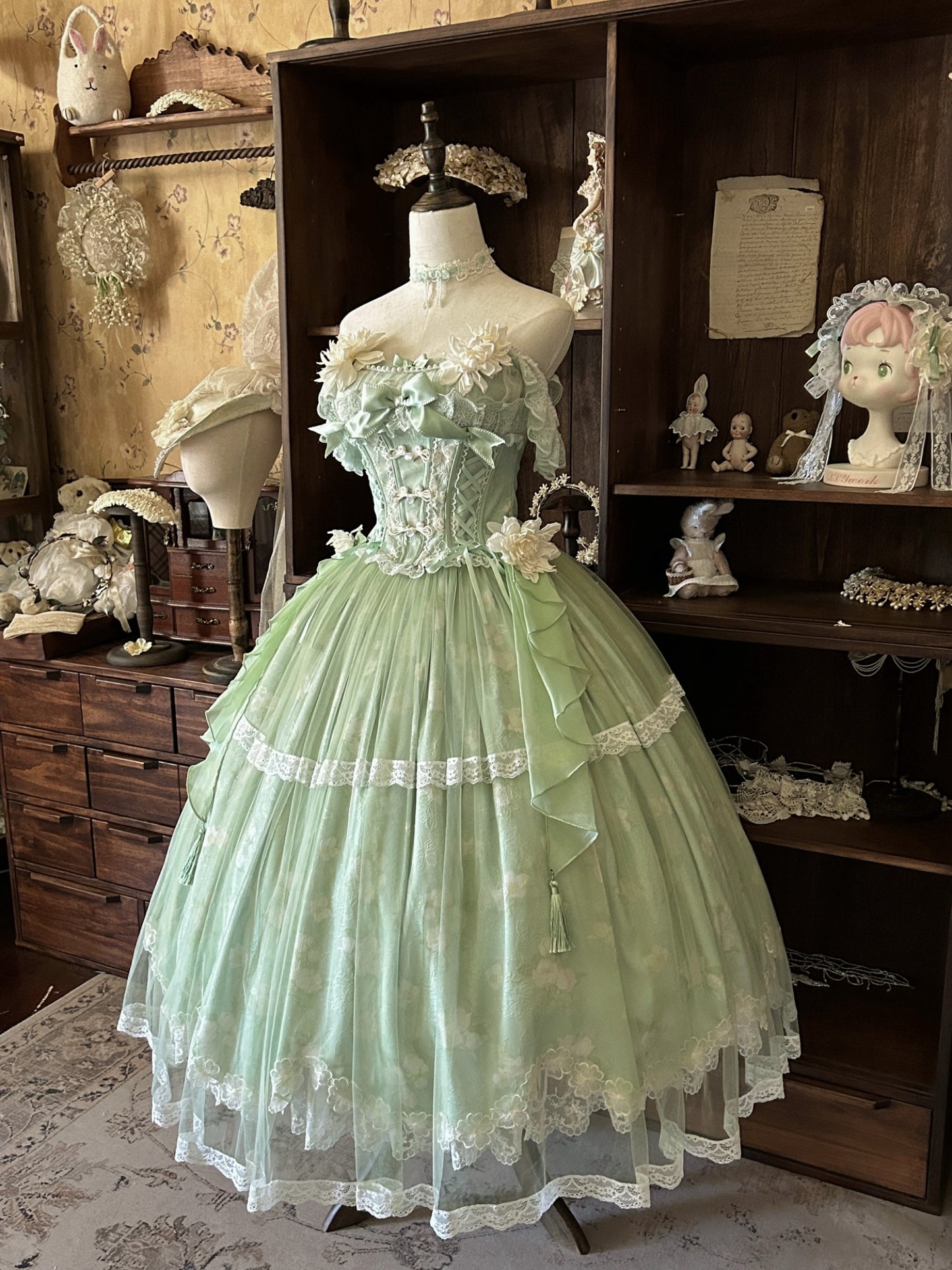 Glam A-Line Off Shoulder Jacquard Sweet 16th Gowns Handmade Flowers Bows Lace Beaded Prom Dress AP4815