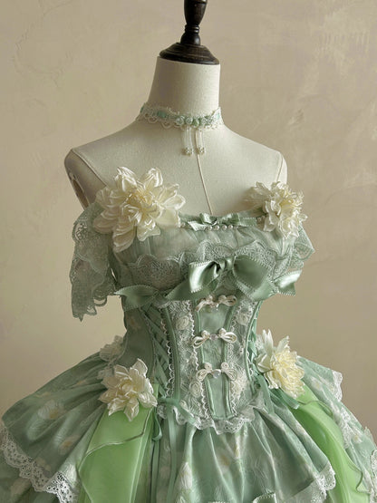 Dramatic Off-Shoulder Handmade Flowers A-Line Birthday Dresses Jacquard Bows Lace Homecoming Dress AP4817