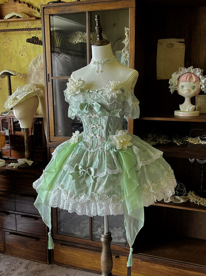 Dramatic Off-Shoulder Handmade Flowers A-Line Birthday Dresses Jacquard Bows Lace Homecoming Dress AP4817