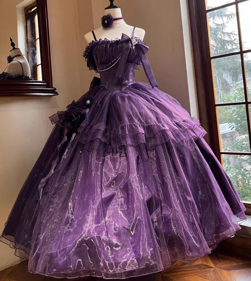 Unique A-Line Handmade Flowers Spaghetti Strap Sweet 16th Evening Dresses Bows Beading Prom Dress AP4820