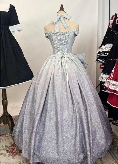 Vibrant Halter Neck A-Line Beading Sweet 16 Gowns Bows Handmade Flowers Prom Dress AP4821