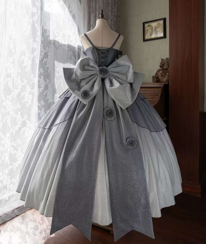Fashionable Lace A-Line Spaghetti Strap Sweet 16th Evening Dresses Handmade Flowers Beading Bow Prom Dress AP4822
