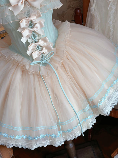 Fairy Off-Shoulder A-Line Layered Tulle Birthday Dresses Appliques Bows Lace Handmade Flowers Homecoming Dress AP4848