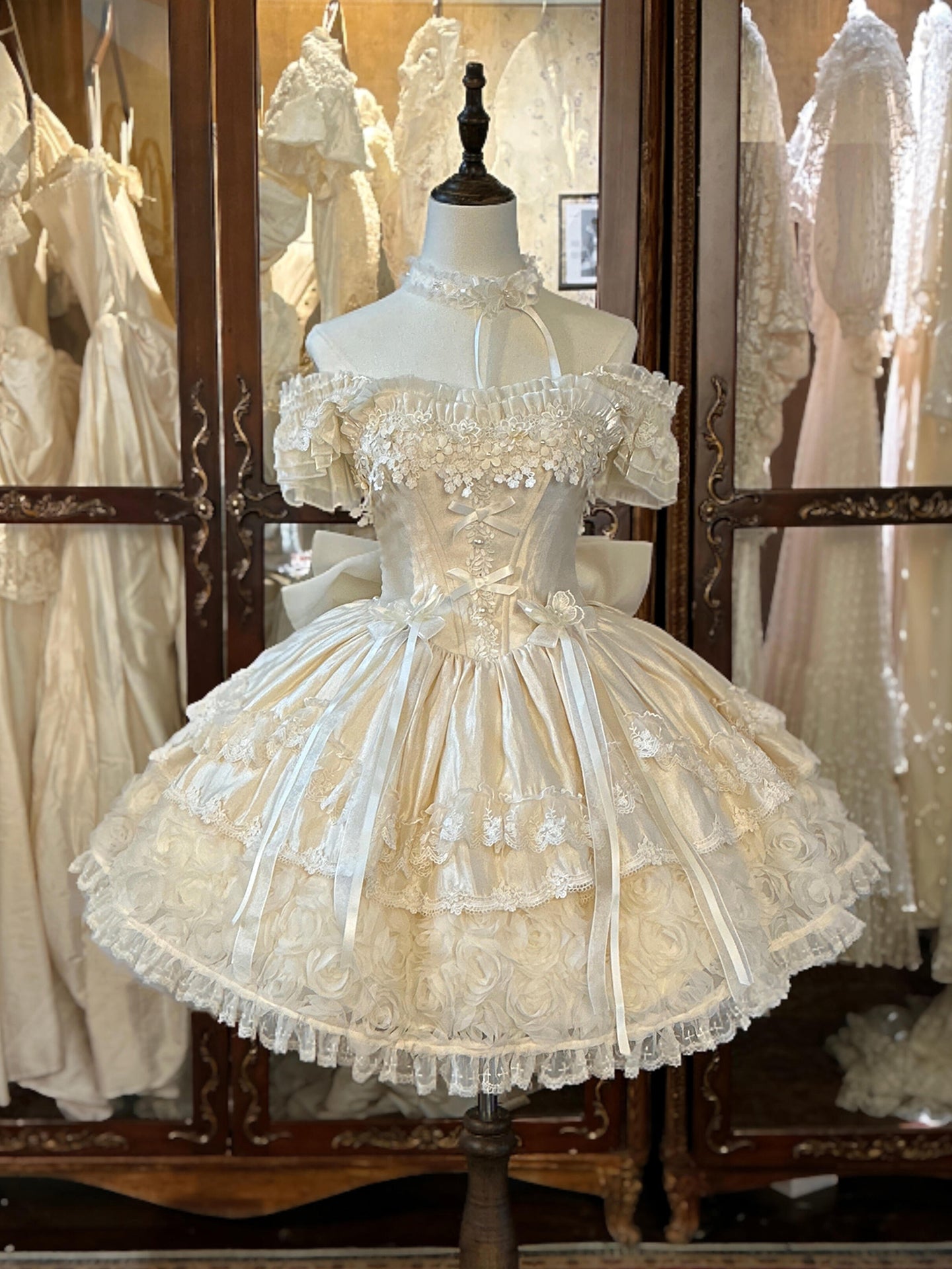 Superb Off-Shoulder A-Line 3D Floral Birthday Dresses Appliques Bows Lace Beads Homecoming Dress AP4854