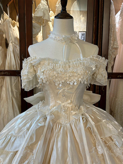 Superb Off-Shoulder A-Line 3D Floral Birthday Dresses Appliques Bows Lace Beads Homecoming Dress AP4854