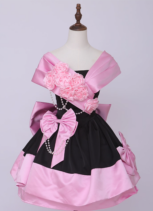 Wonderful Off-Shoulder A-Line Tiered Birthday Dresses Beading Bows Handmade Flowers Homecoming Dress AP4855