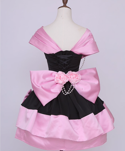 Wonderful Off-Shoulder A-Line Tiered Birthday Dresses Beading Bows Handmade Flowers Homecoming Dress AP4855