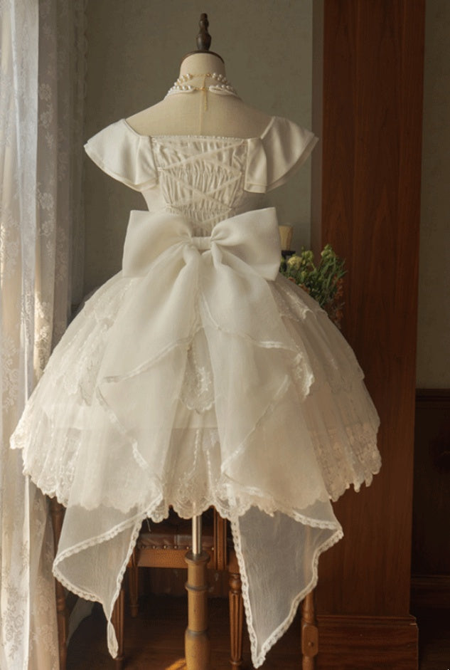 Amazing Off-Shoulder A-Line Tiered Tulle Birthday Dresses Beading Bows Lace Rhinestone Homecoming Dress AP4856