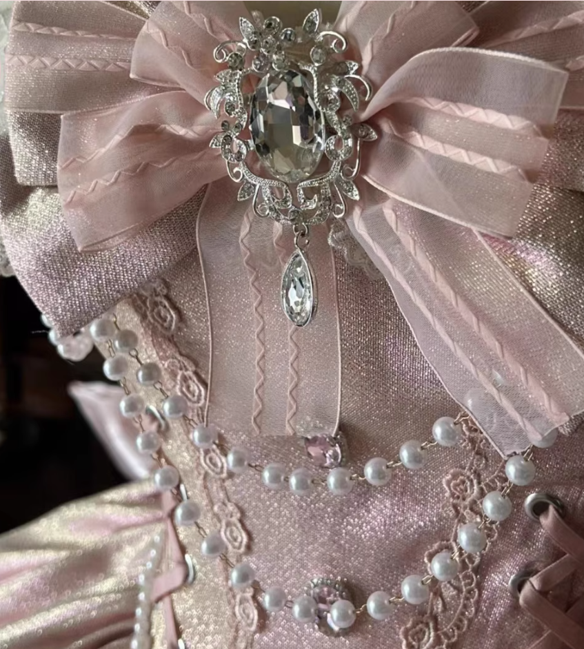 Y2K Style A-Line Square Neck Beading Sweet 16th Gowns Lace Crystal Bow Handmade Flower Prom Dress AP4774