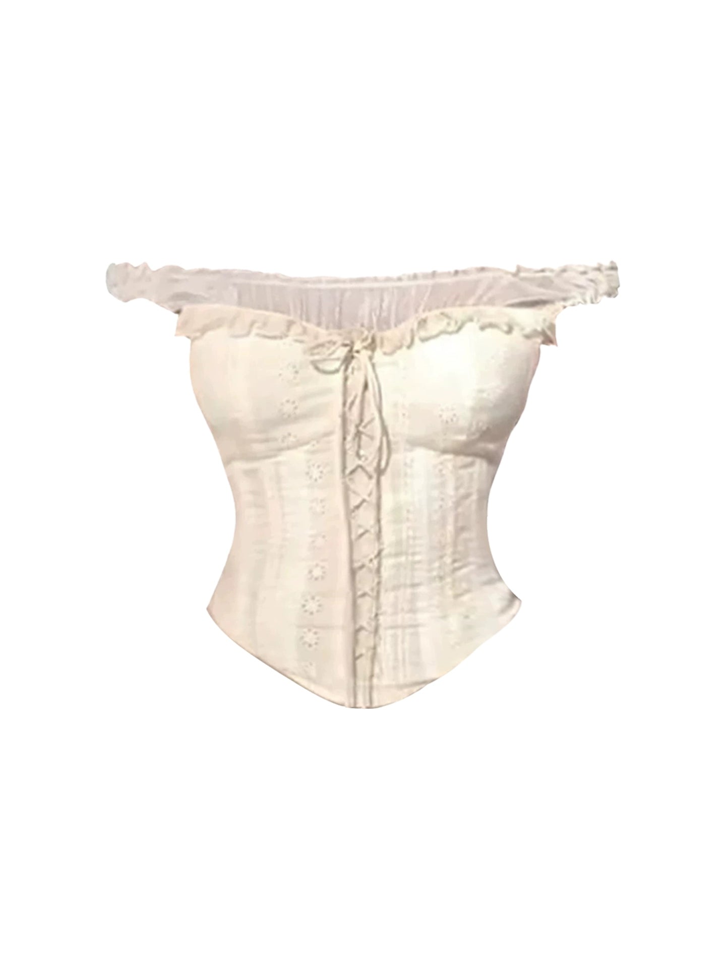 Luxurious Ruffled Corset Top Sheath Mini Skirt Stylish Cream-Beige 2-Piece Set Off-Shoulder Short Dress AP4873