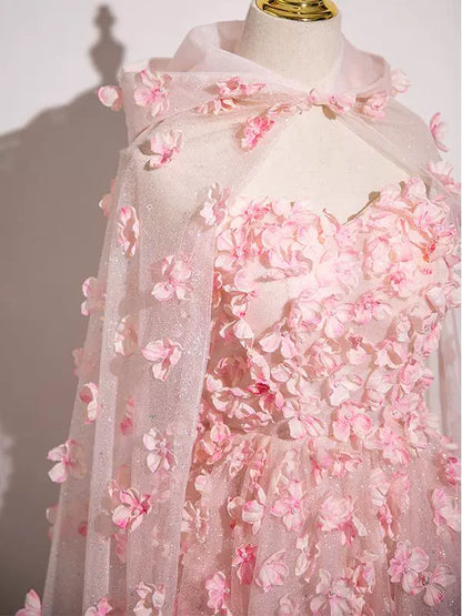 French Style A-Line Strapless Floral Birthday Dresses Sequins Tulle Appliques Homecoming Dress AP4896