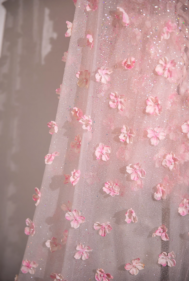 French Style A-Line Strapless Floral Birthday Dresses Sequins Tulle Appliques Homecoming Dress AP4896