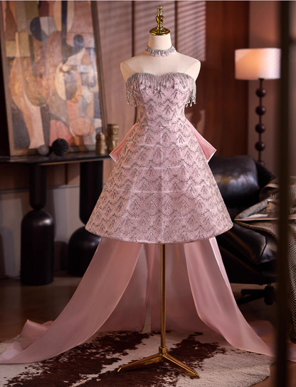 Bling A-Line Strapless Birthday Dresses Beading Tassel Sequins Homecoming Dress AP4905