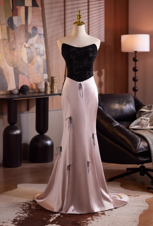 Stylish Strapless Sweet 16th Mermaid Dresses Bow Beading Sequins Prom Dress AP4906