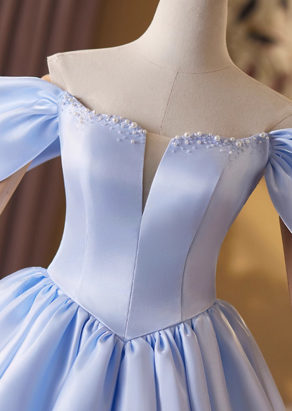Fitted Off-Shoulder A-Line Lace-Up Birthday Dresses Tassel Satin Beaded Homecoming Dress AP4907