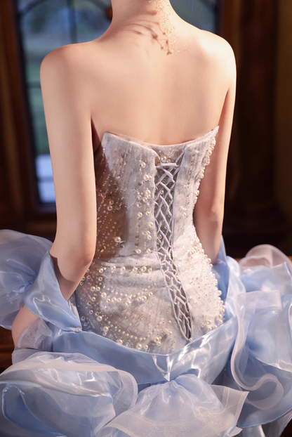 Sleek Strapless Sheath Cutout Sweet 16th Dresses Beading Sequins Prom Dress AP4944