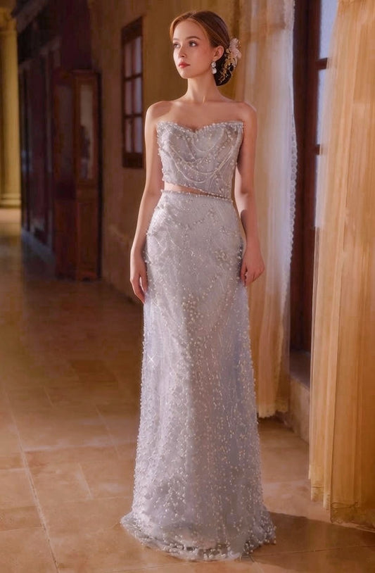 Sleek Strapless Sheath Cutout Sweet 16th Dresses Beading Sequins Prom Dress AP4944
