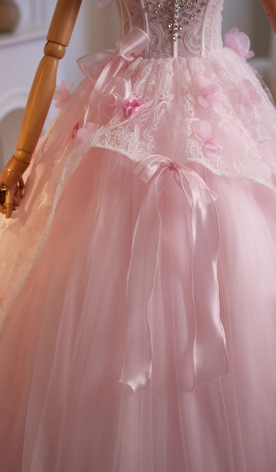 Luxury A-Line Off-Shoulder Sweet 16th Gowns Appliques Lace Bow Crystals Prom Dress AP4951