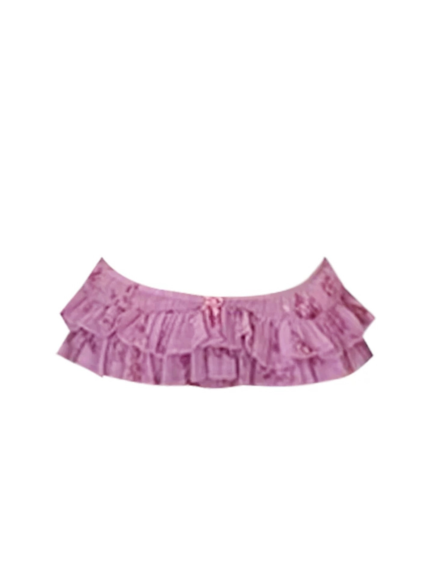 Sweet Bodycon 2-Piece Set Ruffle Crop Top Ruffle Mini Skirt Fairy Purple Floral Off-Shoulder Short Dress AP4956