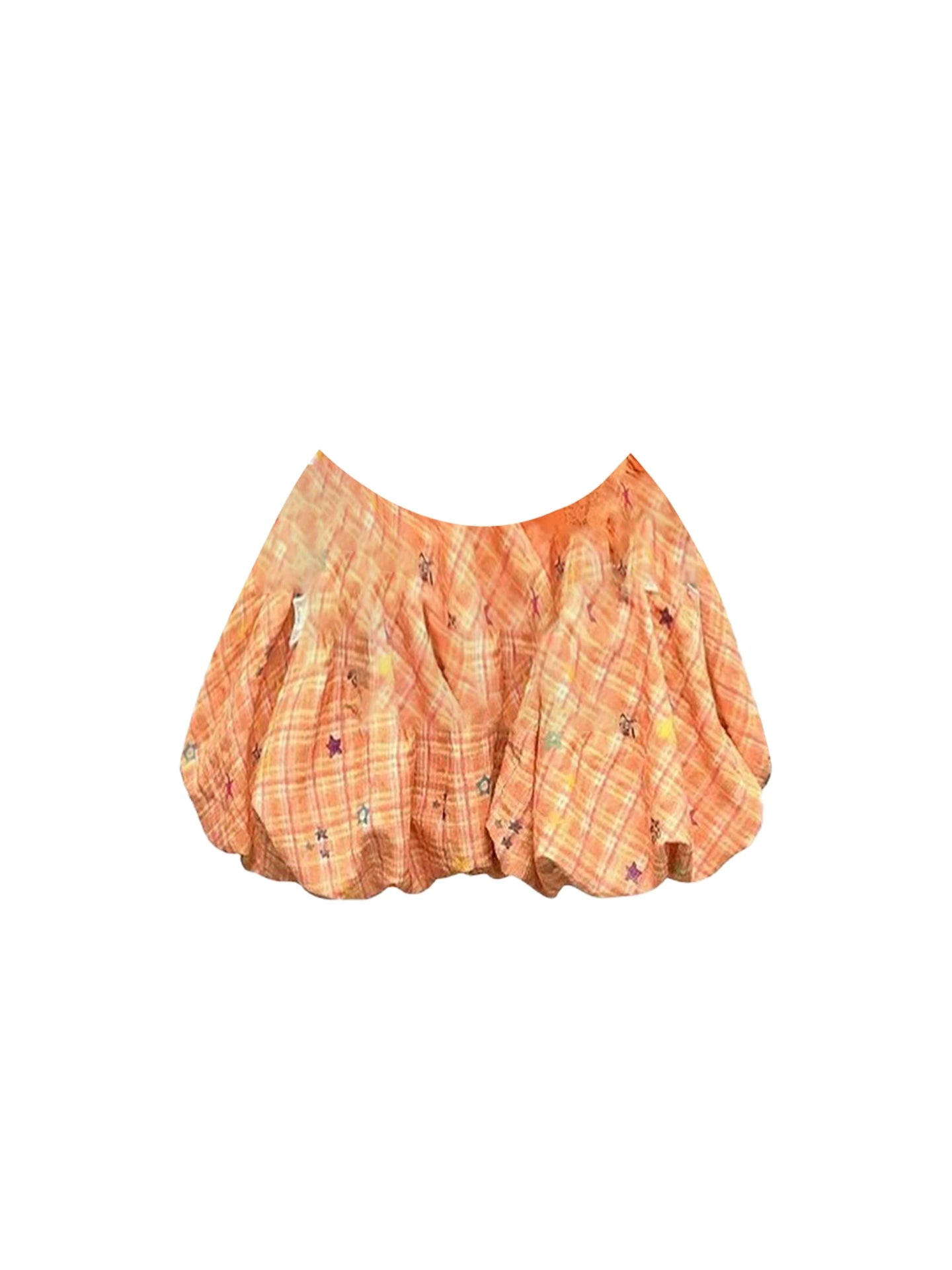 Dreamy Bright Orange Spaghetti Strap Colorful Beaded Mini Skirt A-Line Fitted Crop Top Ruffle Trim Short Dress AP4960
