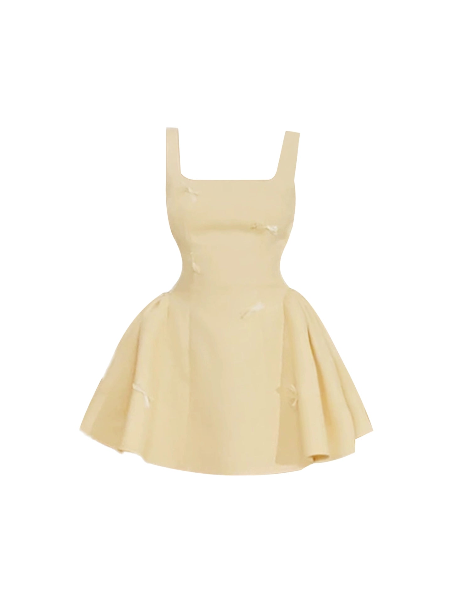 Unique Bow Spaghetti Strap Mini Skirt Thick Straps Structured A-Line Short Dress AP4969