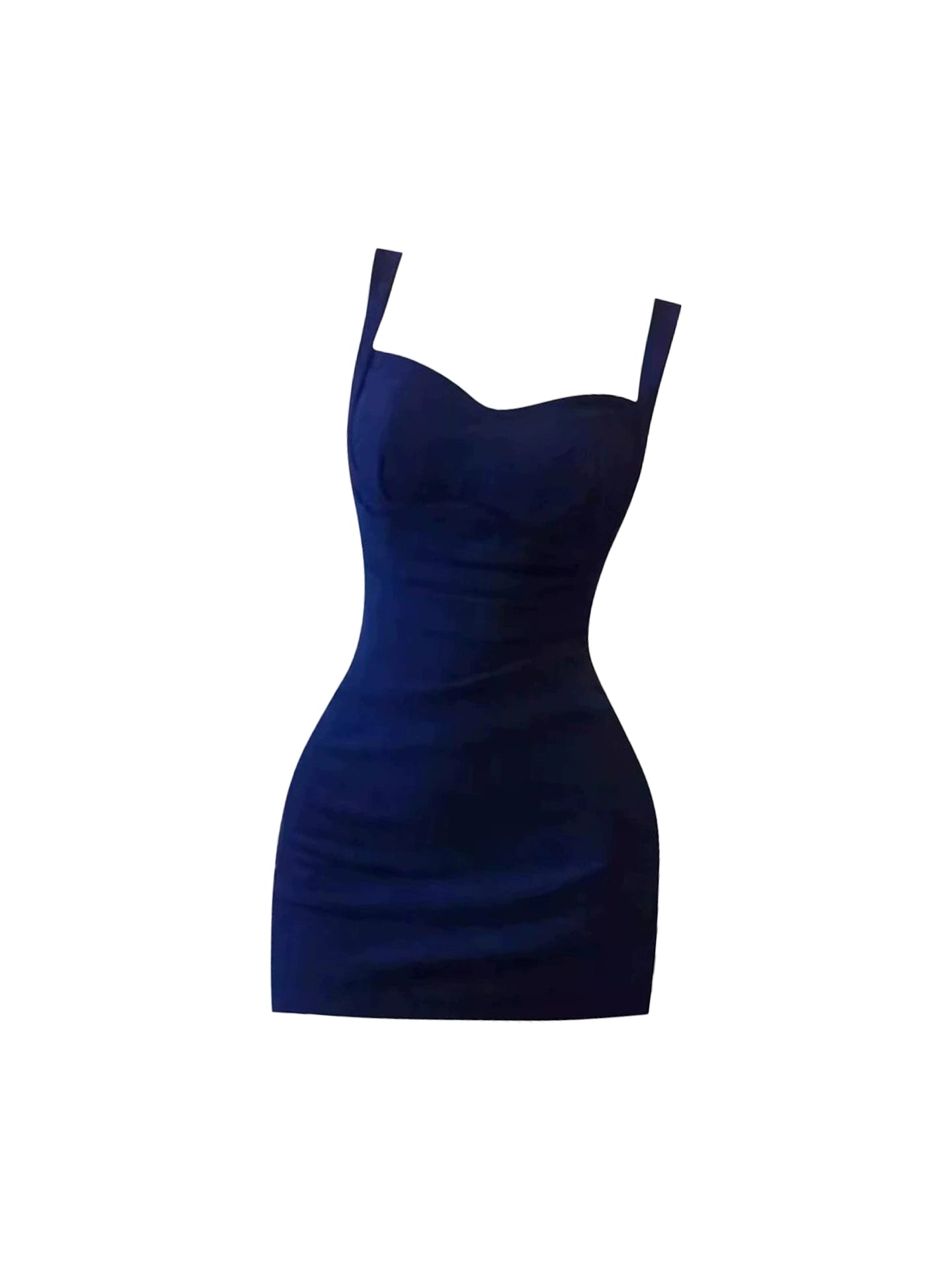 French Style Bodycon Date Nights Ruched Mini Skirt Stylish Deep Navy Blue Spaghetti Strap Short Dress AP4972