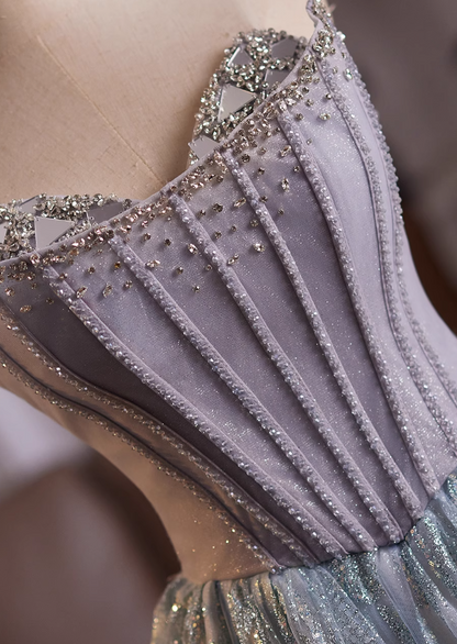 Playful Strapless A-Line Sweet 16th Evening Dresses Sequins Beading Feather Prom Dress AP4985