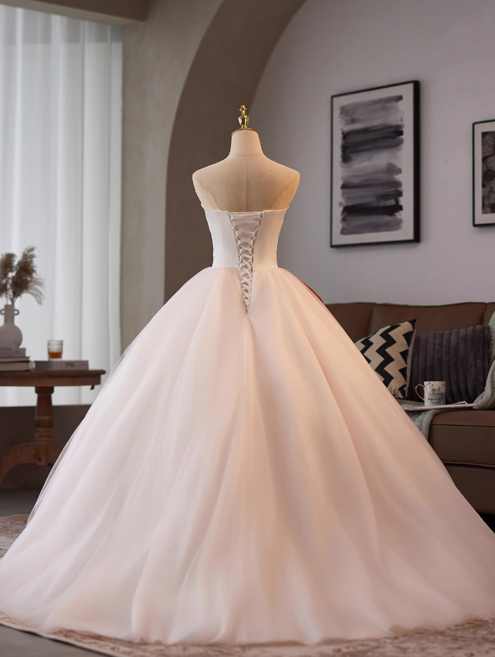 Fitted Strapless A-Line Sweet 16th Gowns Handmade Flowers Layered Tulle Prom Dress AP4988