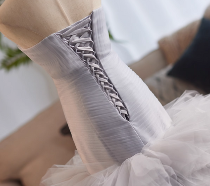 Trendy Strapless Pleated Sweet 16th Mermaid Dresses Layered Tulle Prom Dress AP4989