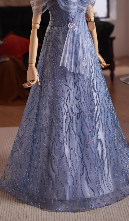 Sexy Tulle Off-Shoulder A-Line Sweet 16th Dresses Sequins Beading Appliques Prom Dress AP4991