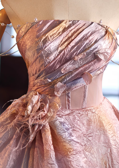 Modern Off-Shoulder A-Line Sweet 16th Dresses Petals Handmade Flowers Beading Prom Dress AP4993