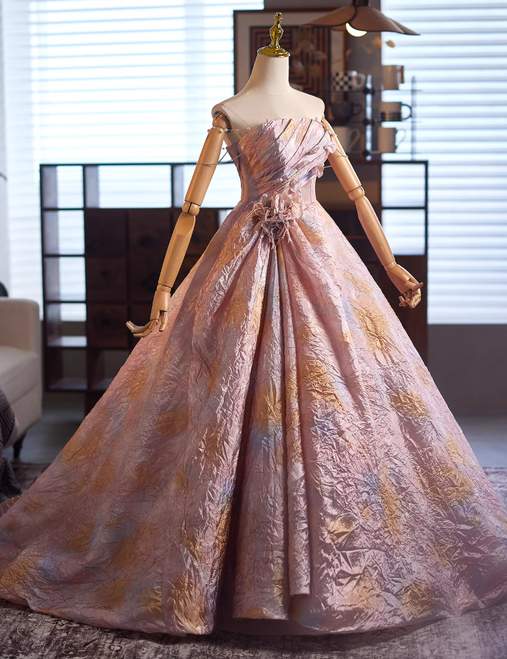 Modern Off-Shoulder A-Line Sweet 16th Dresses Petals Handmade Flowers Beading Prom Dress AP4993